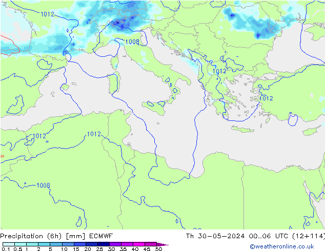 Precipitação (6h) ECMWF Qui 30.05.2024 06 UTC