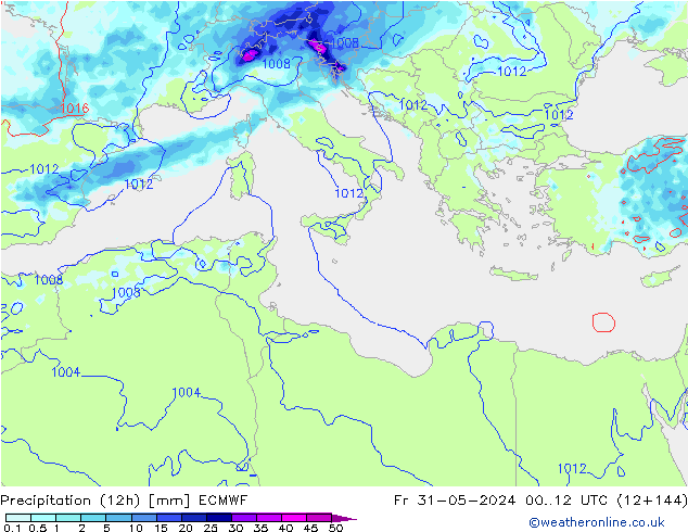 Precipitação (12h) ECMWF Sex 31.05.2024 12 UTC