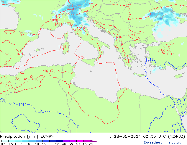 Srážky ECMWF Út 28.05.2024 03 UTC