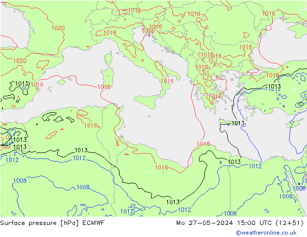 приземное давление ECMWF пн 27.05.2024 15 UTC