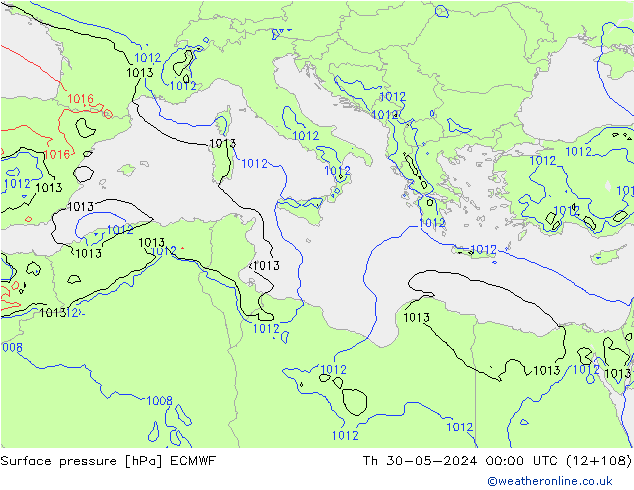 Surface pressure ECMWF Th 30.05.2024 00 UTC