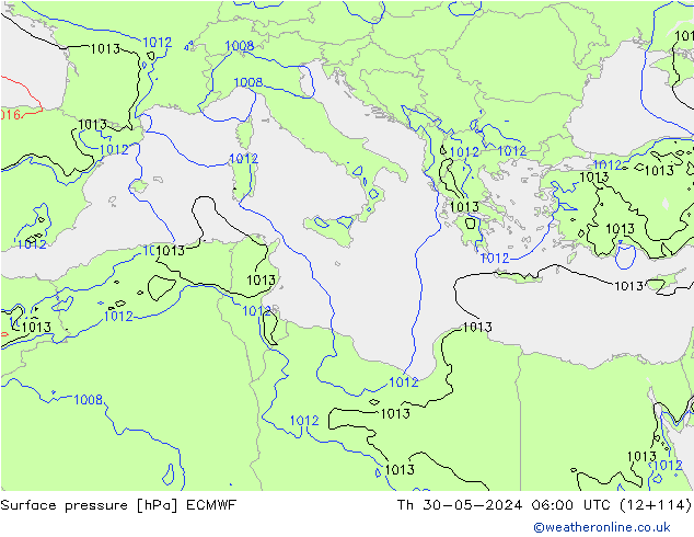 Bodendruck ECMWF Do 30.05.2024 06 UTC