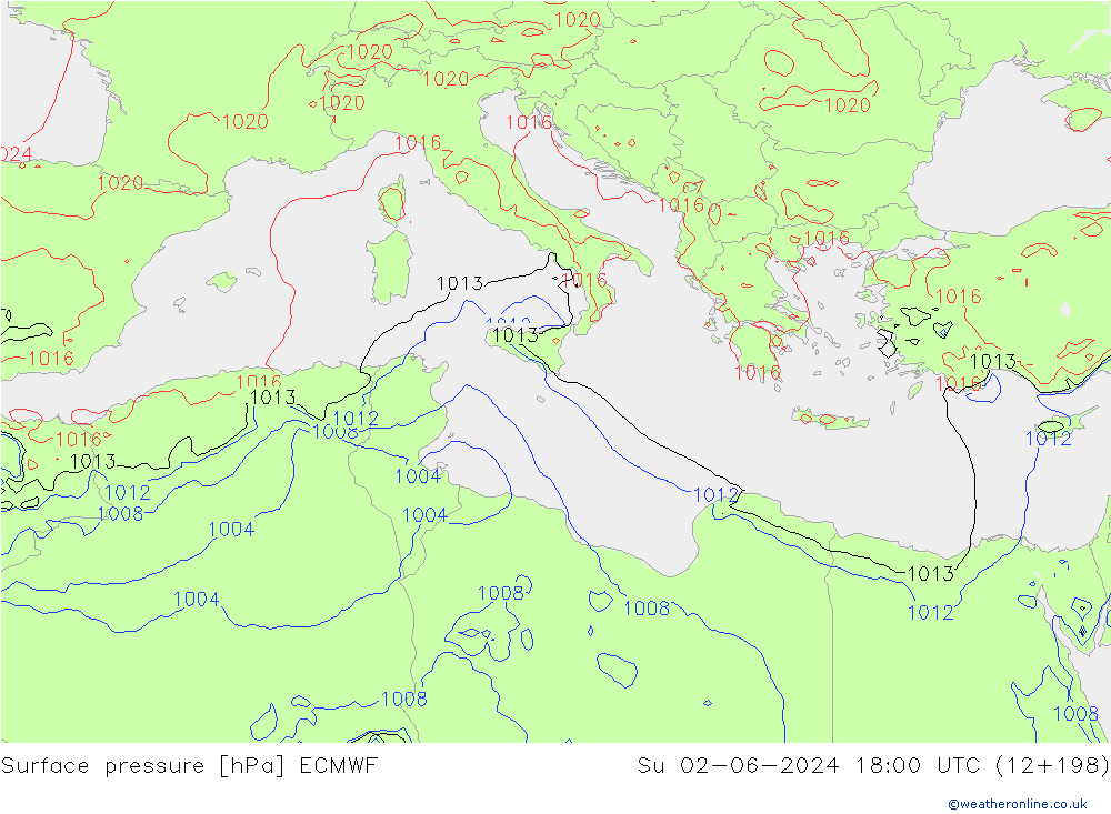 Surface pressure ECMWF Su 02.06.2024 18 UTC