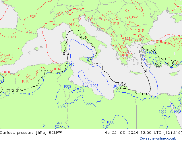 приземное давление ECMWF пн 03.06.2024 12 UTC