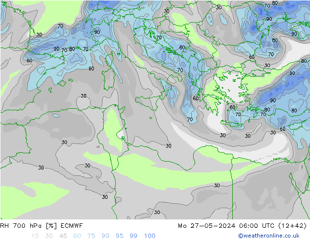 RH 700 hPa ECMWF  27.05.2024 06 UTC