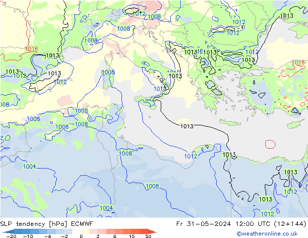 SLP tendency ECMWF Sex 31.05.2024 12 UTC