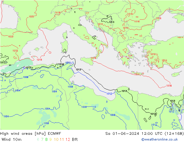 High wind areas ECMWF Sáb 01.06.2024 12 UTC