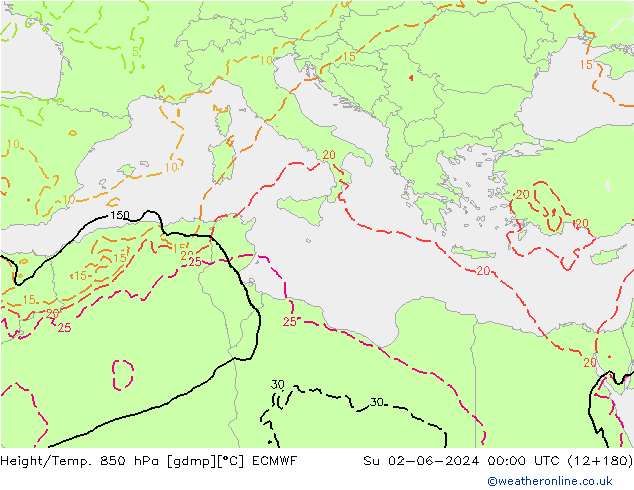 Z500/Rain (+SLP)/Z850 ECMWF So 02.06.2024 00 UTC