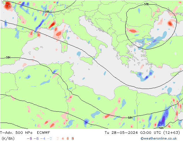 T-Adv. 500 hPa ECMWF  28.05.2024 03 UTC