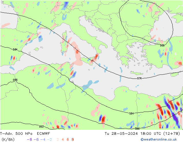 T-Adv. 500 hPa ECMWF Ter 28.05.2024 18 UTC