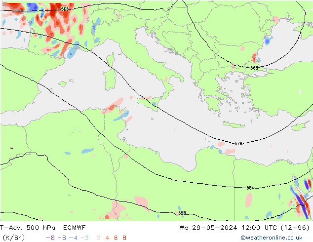 T-Adv. 500 hPa ECMWF wo 29.05.2024 12 UTC