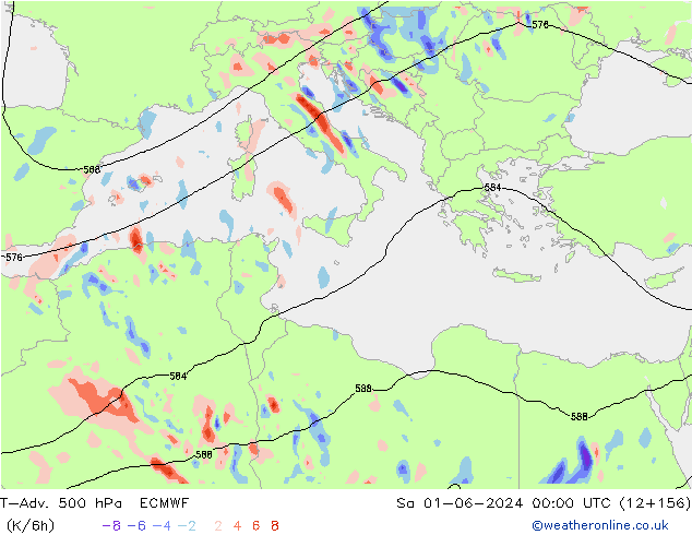 T-Adv. 500 hPa ECMWF Cts 01.06.2024 00 UTC