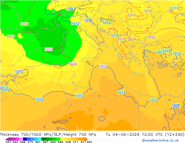 Thck 700-1000 hPa ECMWF Ter 04.06.2024 12 UTC