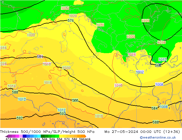 Thck 500-1000hPa ECMWF  27.05.2024 00 UTC