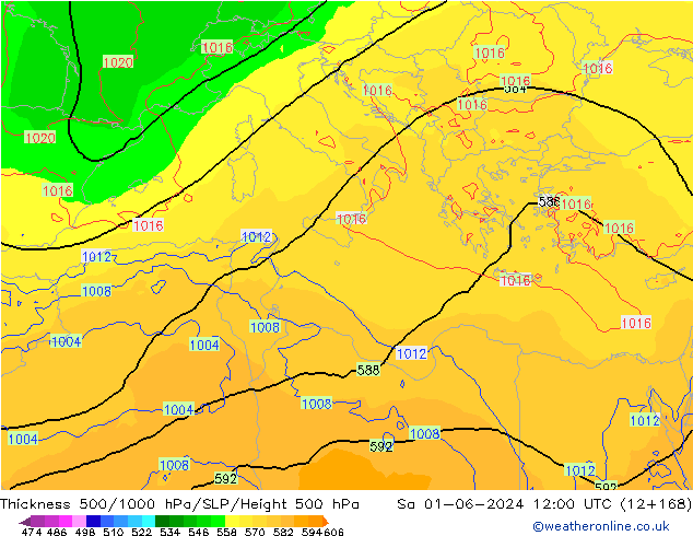 500-1000 hPa Kalınlığı ECMWF Cts 01.06.2024 12 UTC