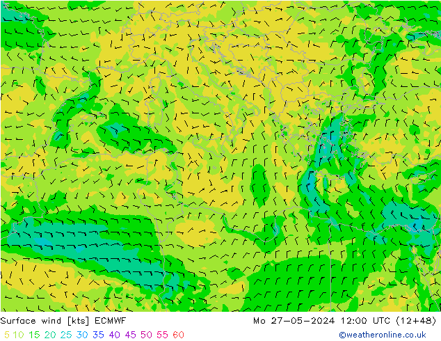 Vento 10 m ECMWF lun 27.05.2024 12 UTC