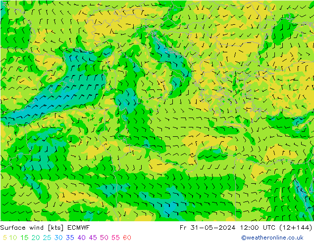 Surface wind ECMWF Fr 31.05.2024 12 UTC