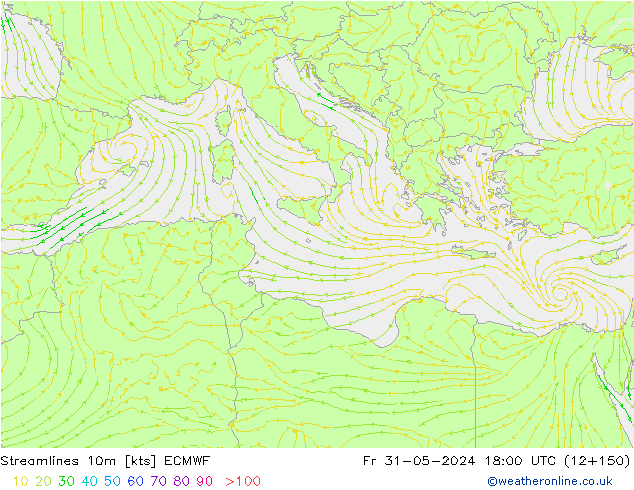 Linha de corrente 10m ECMWF Sex 31.05.2024 18 UTC