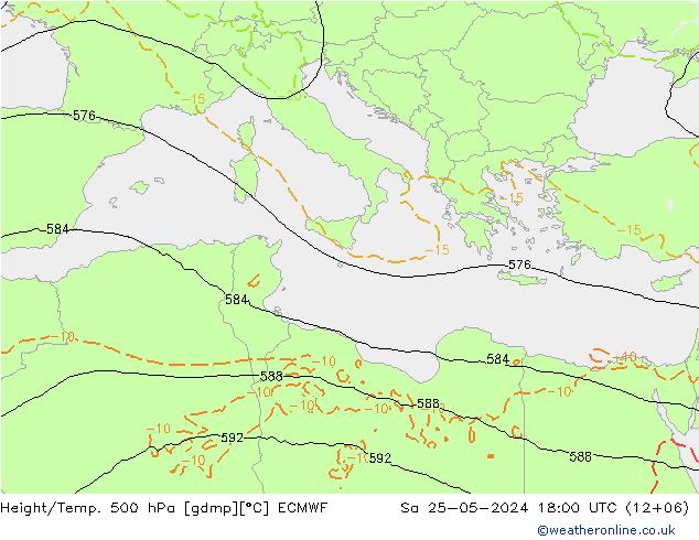 Z500/Yağmur (+YB)/Z850 ECMWF Cts 25.05.2024 18 UTC