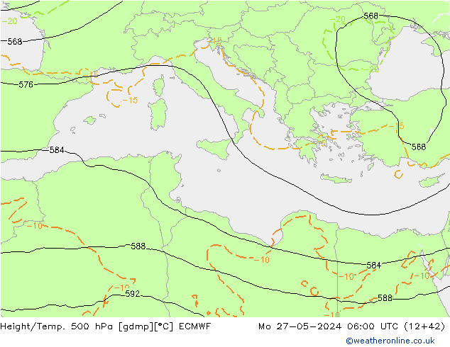 Z500/Rain (+SLP)/Z850 ECMWF lun 27.05.2024 06 UTC