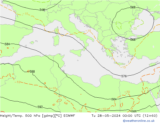 Z500/Regen(+SLP)/Z850 ECMWF di 28.05.2024 00 UTC