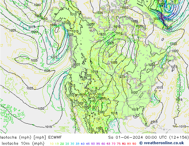 Isotachs (mph) ECMWF sab 01.06.2024 00 UTC