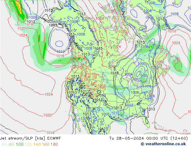 Jet stream ECMWF Ter 28.05.2024 00 UTC