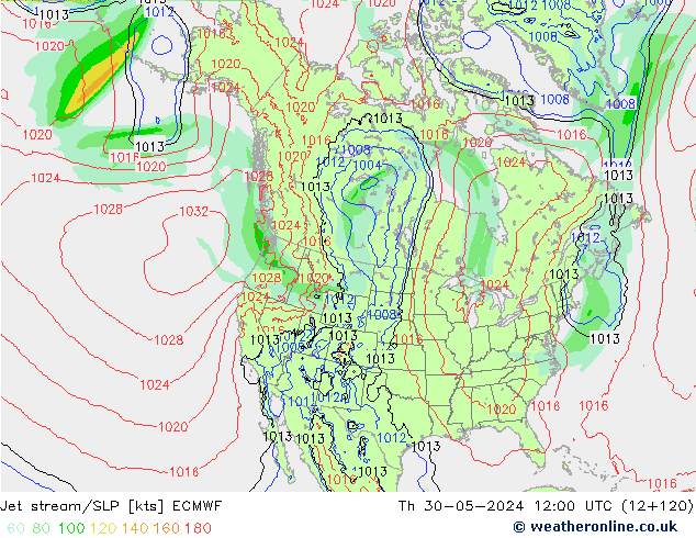 Jet stream/SLP ECMWF Th 30.05.2024 12 UTC