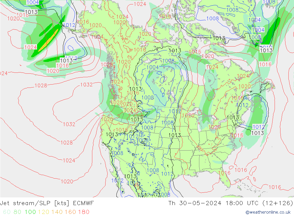 Jet stream/SLP ECMWF Th 30.05.2024 18 UTC