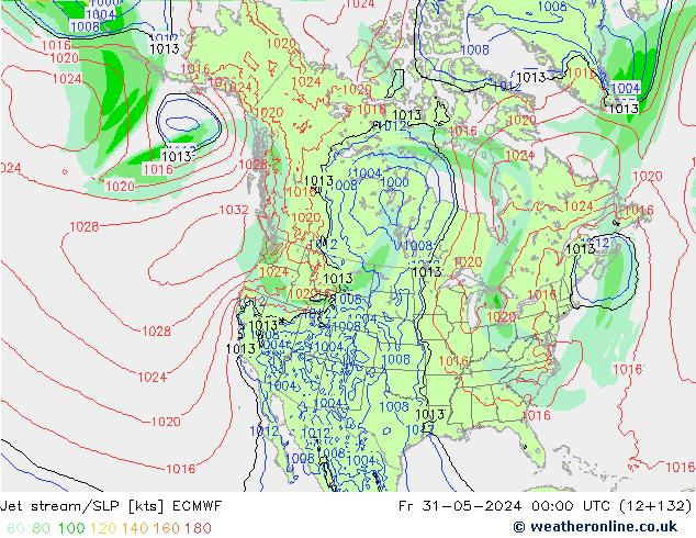 Jet stream/SLP ECMWF Fr 31.05.2024 00 UTC