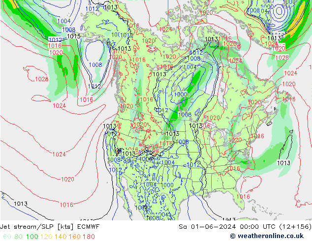 Straalstroom/SLP ECMWF za 01.06.2024 00 UTC