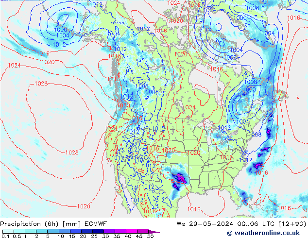 Z500/Rain (+SLP)/Z850 ECMWF Qua 29.05.2024 06 UTC