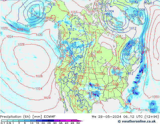 Z500/Rain (+SLP)/Z850 ECMWF We 29.05.2024 12 UTC