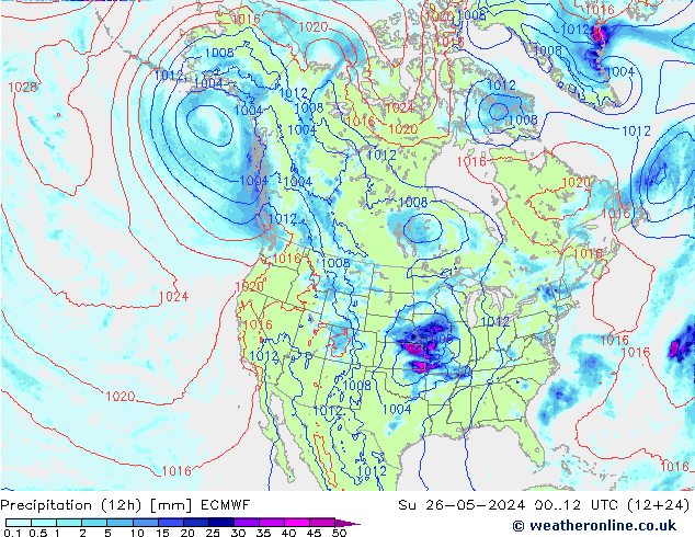 Précipitation (12h) ECMWF dim 26.05.2024 12 UTC