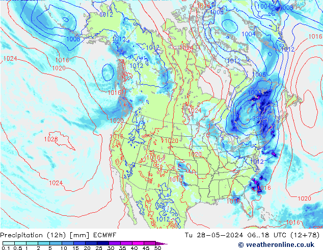 Precipitazione (12h) ECMWF mar 28.05.2024 18 UTC