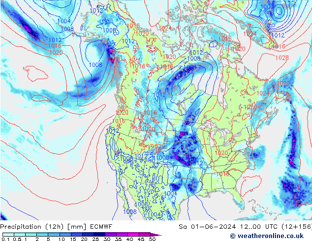 Precipitación (12h) ECMWF sáb 01.06.2024 00 UTC