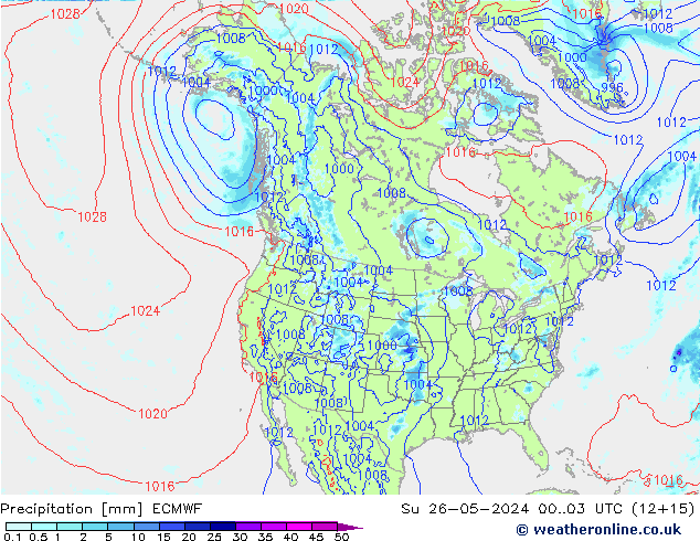 Precipitation ECMWF Su 26.05.2024 03 UTC