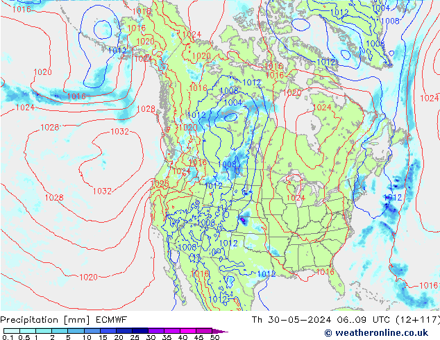 Srážky ECMWF Čt 30.05.2024 09 UTC