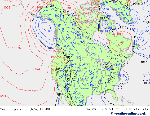 приземное давление ECMWF Вс 26.05.2024 09 UTC