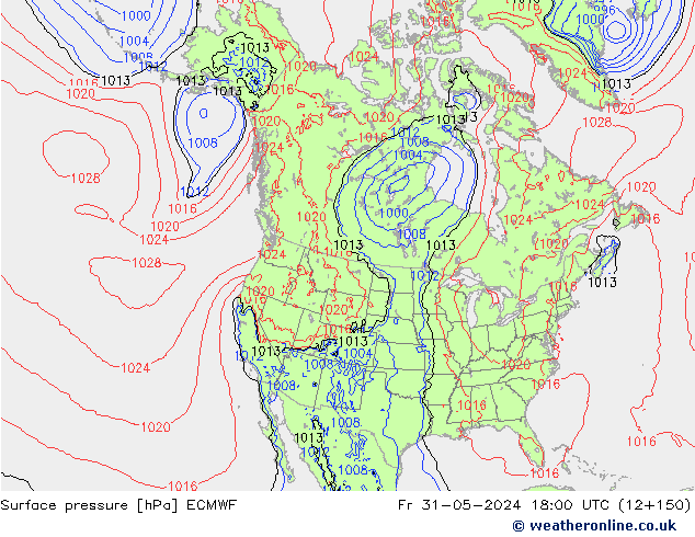 Surface pressure ECMWF Fr 31.05.2024 18 UTC