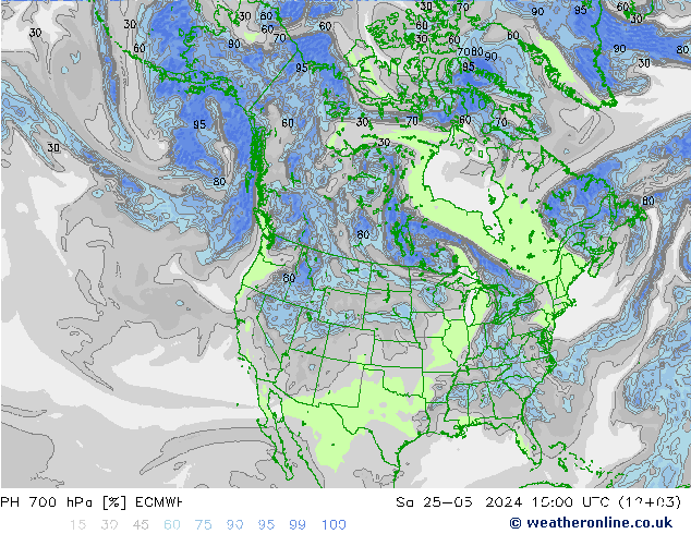 RH 700 hPa ECMWF Sa 25.05.2024 15 UTC