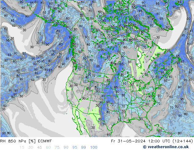 RH 850 hPa ECMWF Fr 31.05.2024 12 UTC