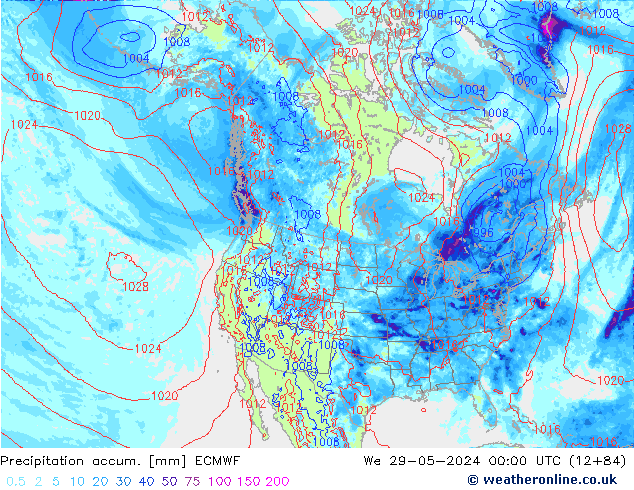 Precipitation accum. ECMWF mer 29.05.2024 00 UTC