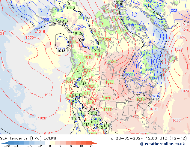 Tendance de pression  ECMWF mar 28.05.2024 12 UTC