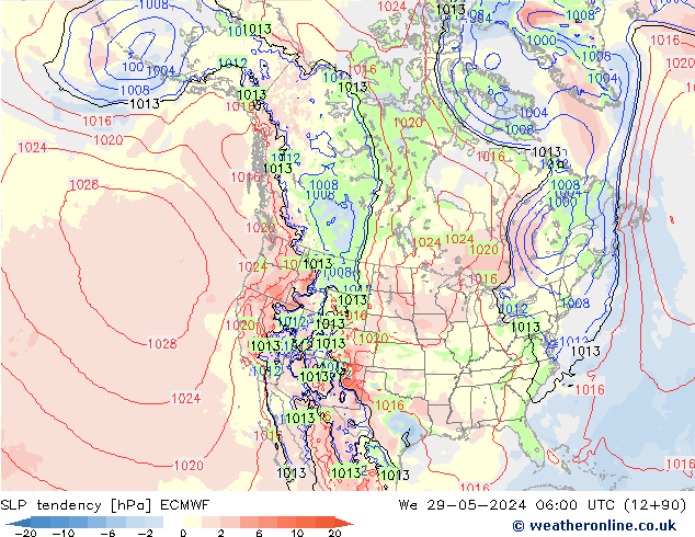 Tendenza di Pressione ECMWF mer 29.05.2024 06 UTC
