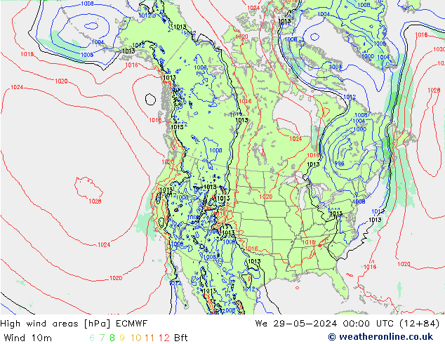 High wind areas ECMWF  29.05.2024 00 UTC