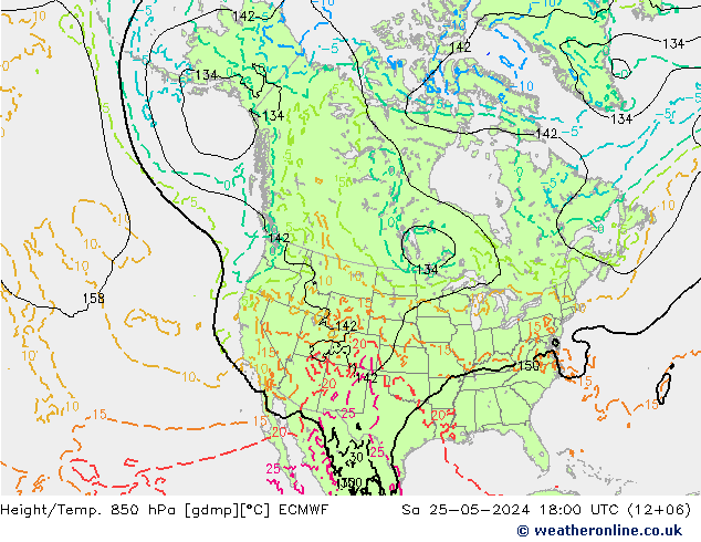 Z500/Rain (+SLP)/Z850 ECMWF сб 25.05.2024 18 UTC