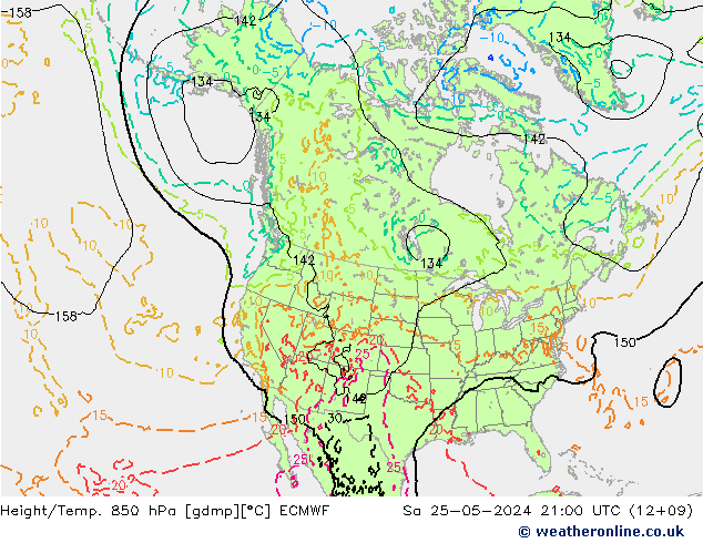 Height/Temp. 850 hPa ECMWF Sa 25.05.2024 21 UTC