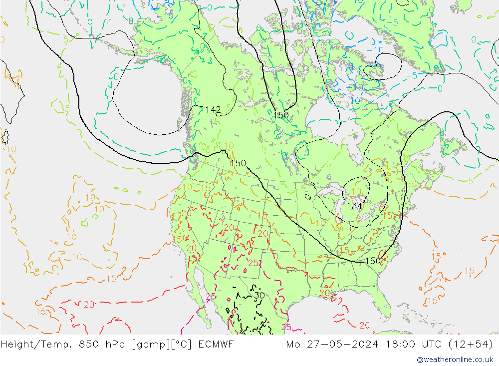 Z500/Rain (+SLP)/Z850 ECMWF  27.05.2024 18 UTC