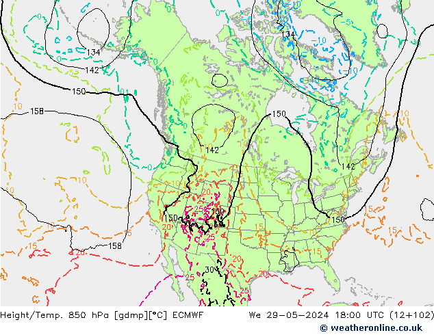 Z500/Rain (+SLP)/Z850 ECMWF śro. 29.05.2024 18 UTC